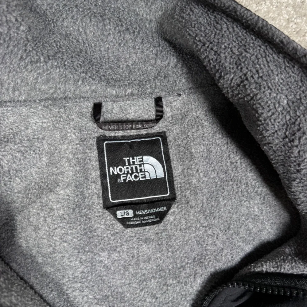 The North Face Denali Polartec Fleece Jacket Mens L Grey Black Full Zip NF0A3XAU